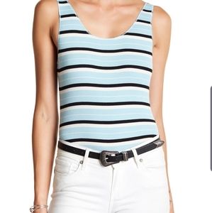 Free People Blue Striped Ride or Die Bodysuit